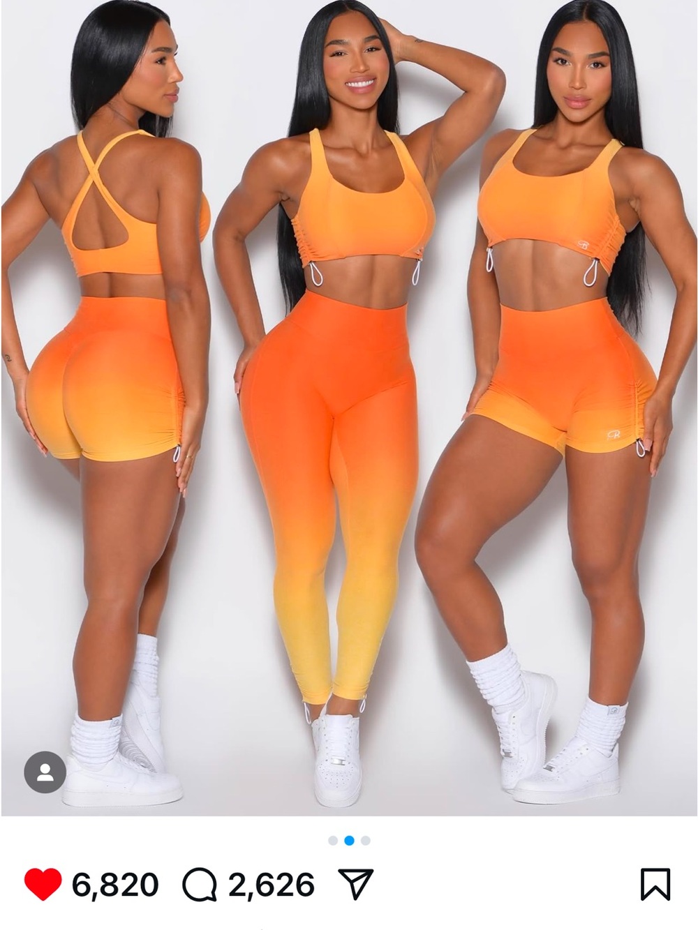 Bombshell Sportswear Orange Adjustable Scoop Sports Bra - Picture 2 of 5